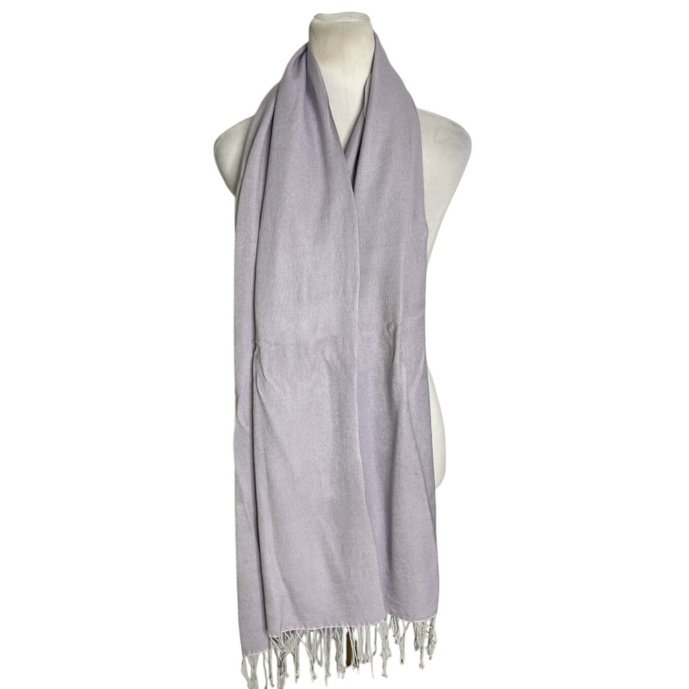 Monet Kashmir Pashmina Cashmere Silk Shawl Scarf Dusty Lavender Gray 26 X 80